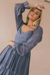 Manning Shimmery Midi Dress in Slate - FINAL SALE