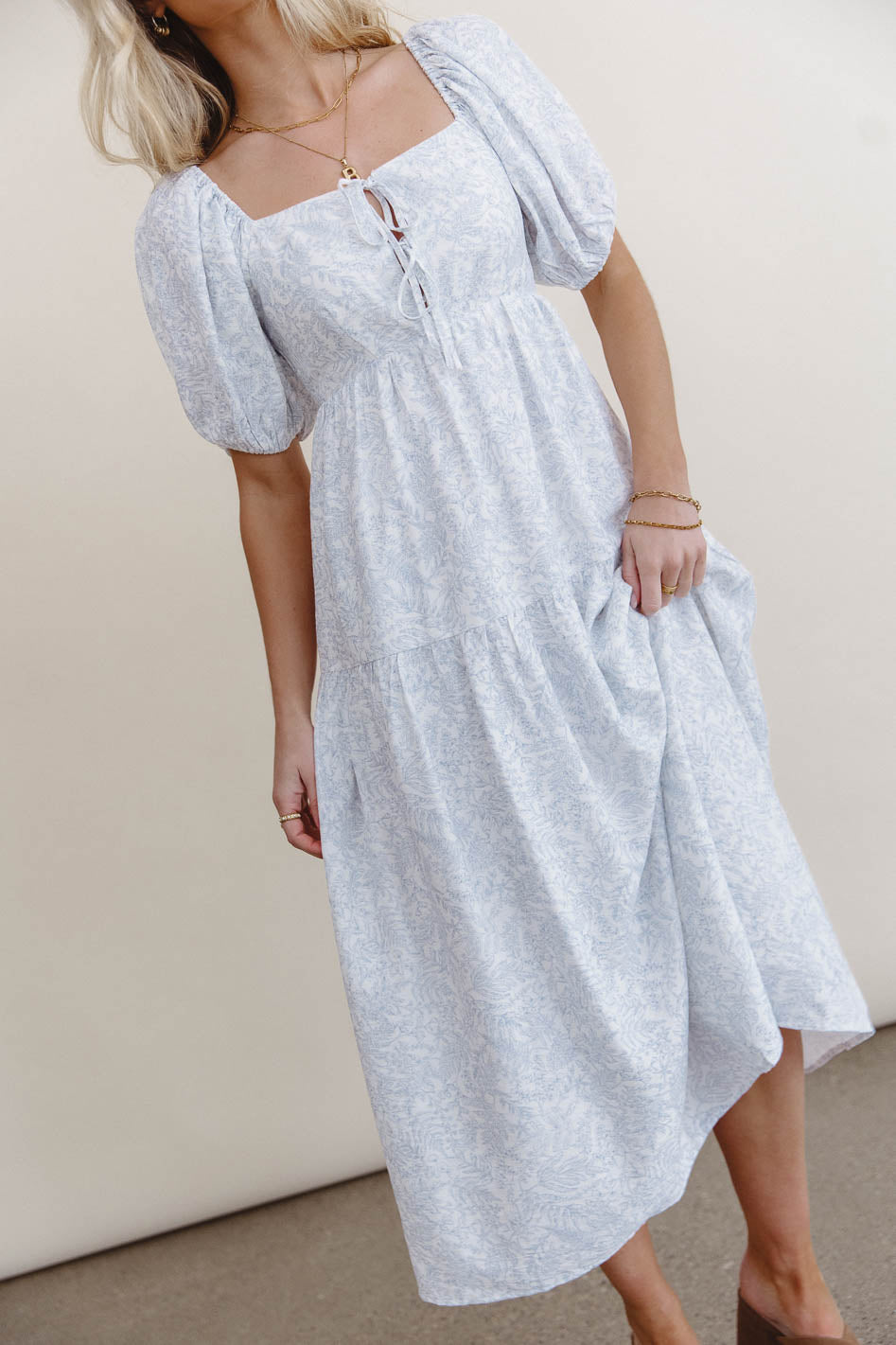 Kelsie Floral Midi Dress in Blue - FINAL SALE