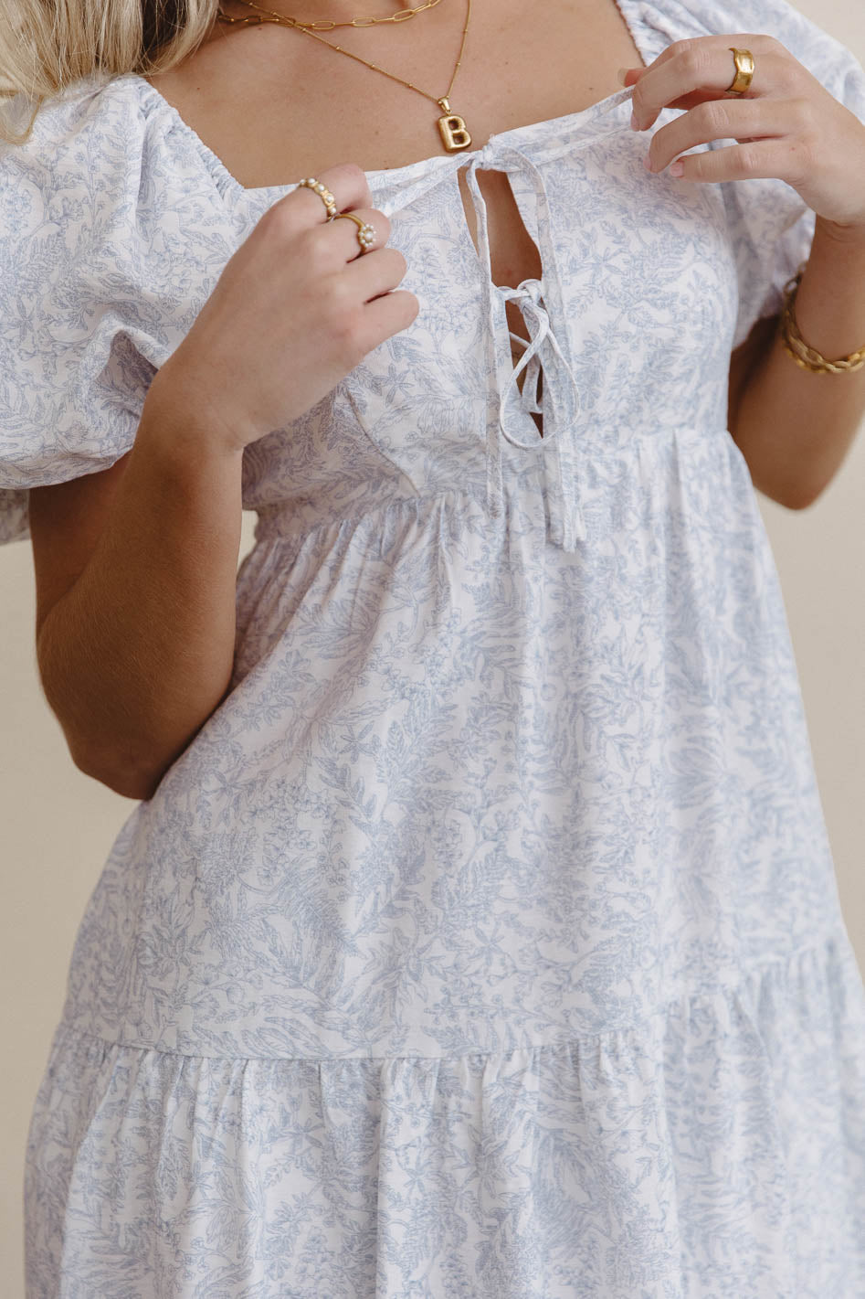 Kelsie Floral Midi Dress in Blue - FINAL SALE