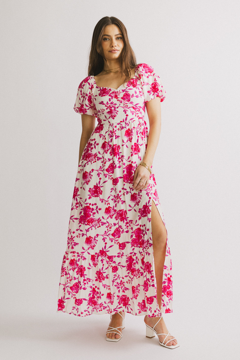 Mellanie Floral Maxi Dress in Fuchsia