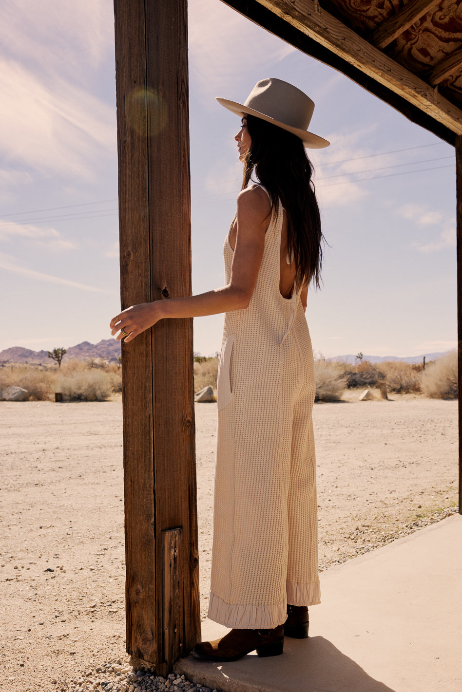 Addey Knit Overalls in Cream