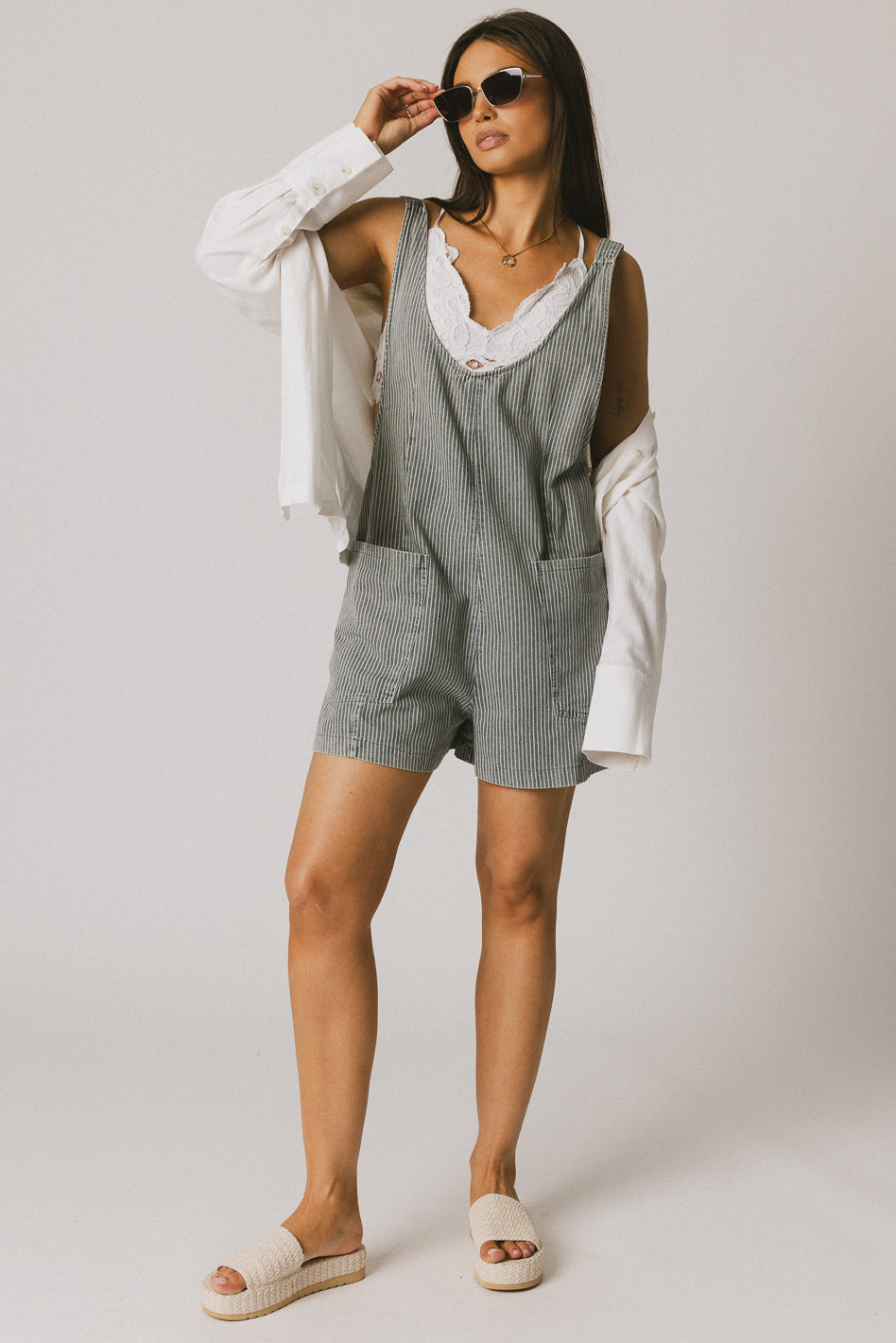 Scottie Denim Overalls in Striped Denim - FINAL SALE