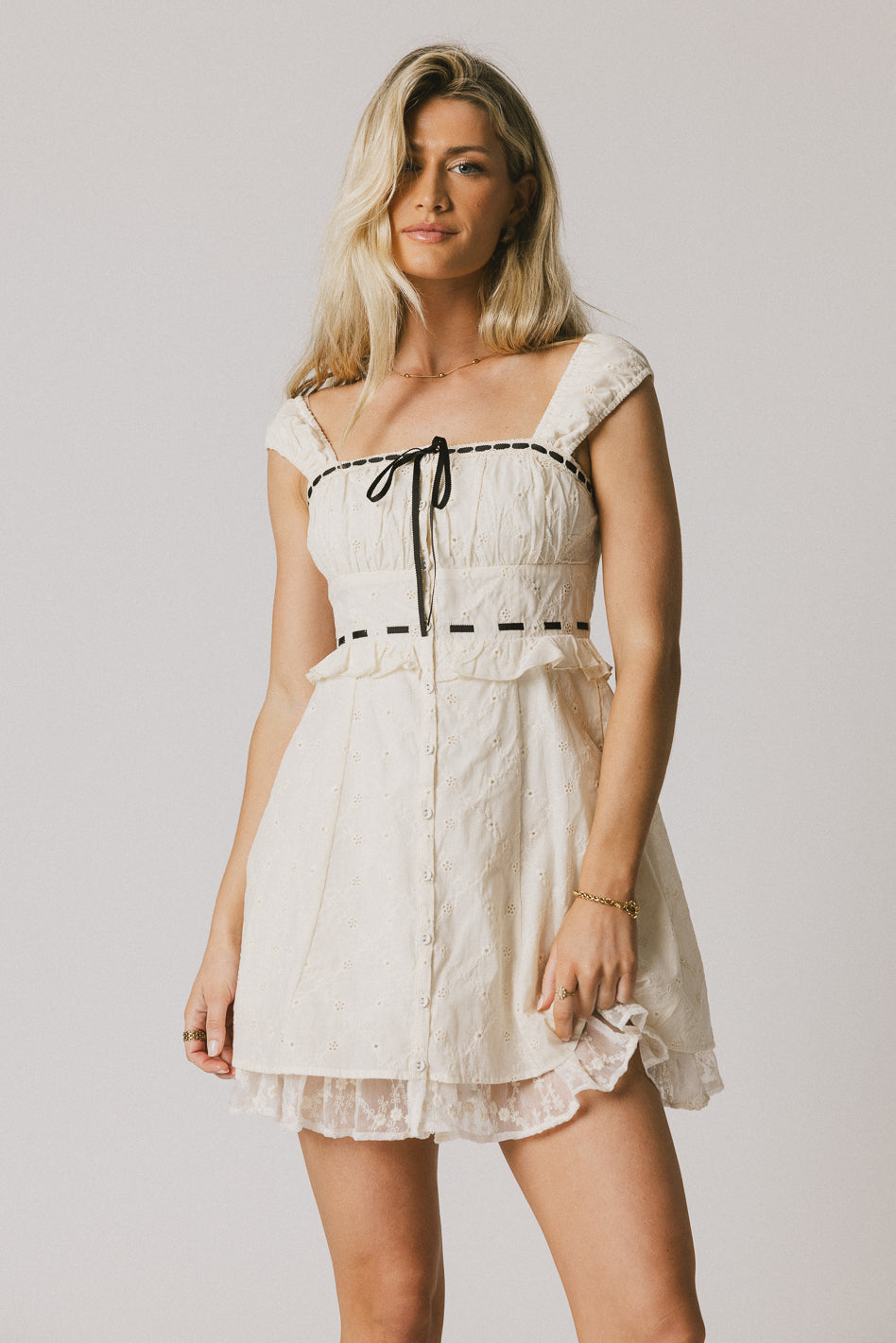 Teddie Embroidered Mini Dress - FINAL SALE