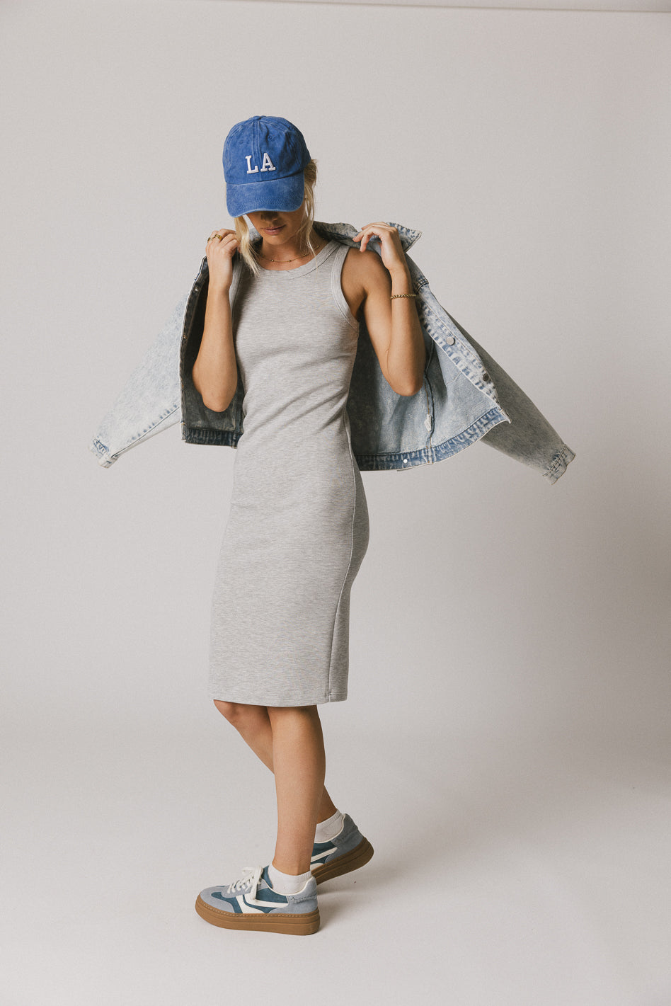 Daphne Midi Dress in Heather Grey - FINAL SALE