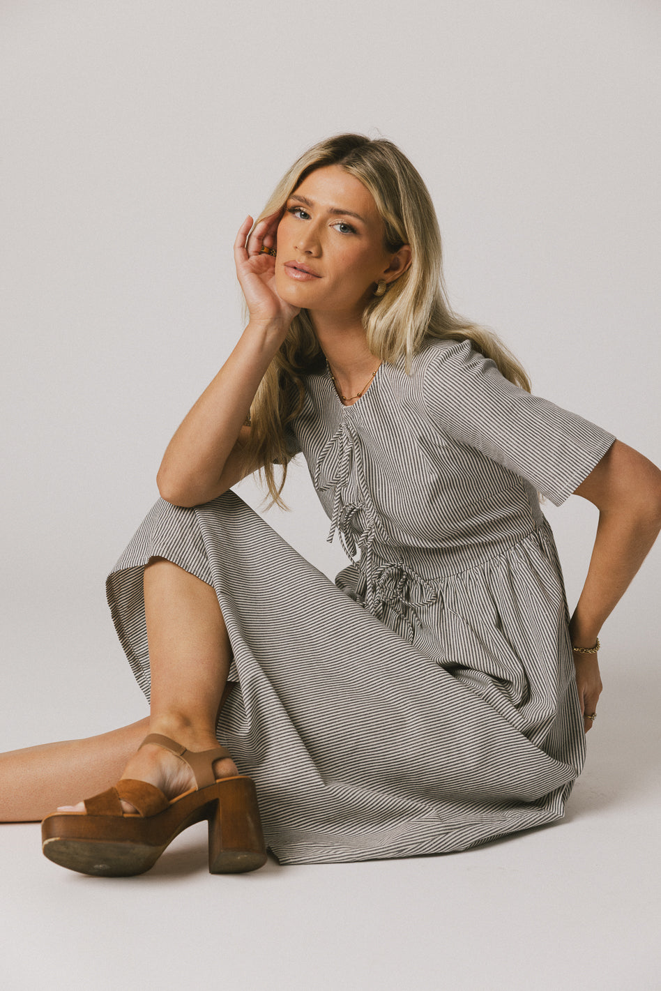 Narla Striped Maxi Dress in Navy - FINAL SALE