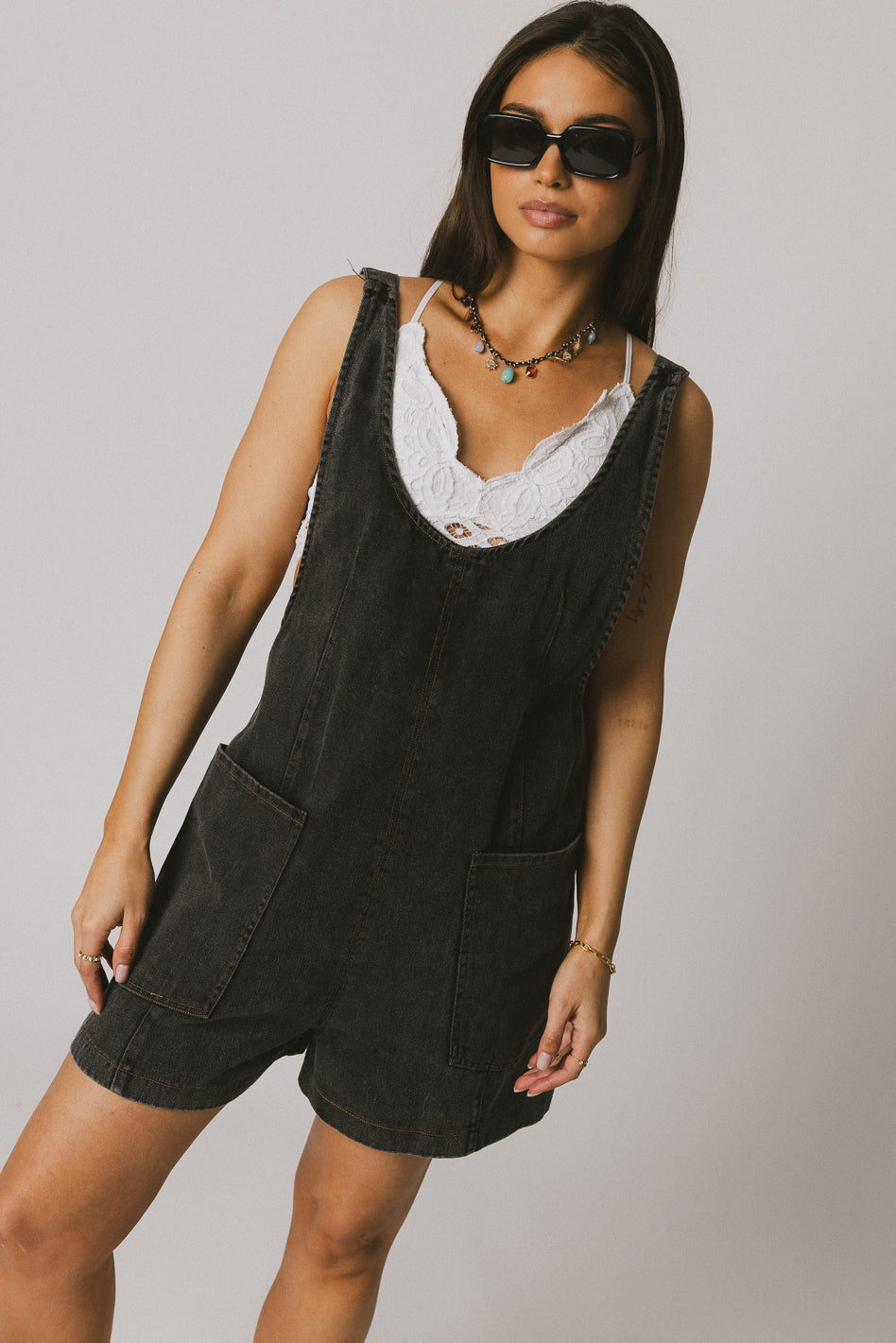 Scottie Denim Overalls in Black - FINAL SALE