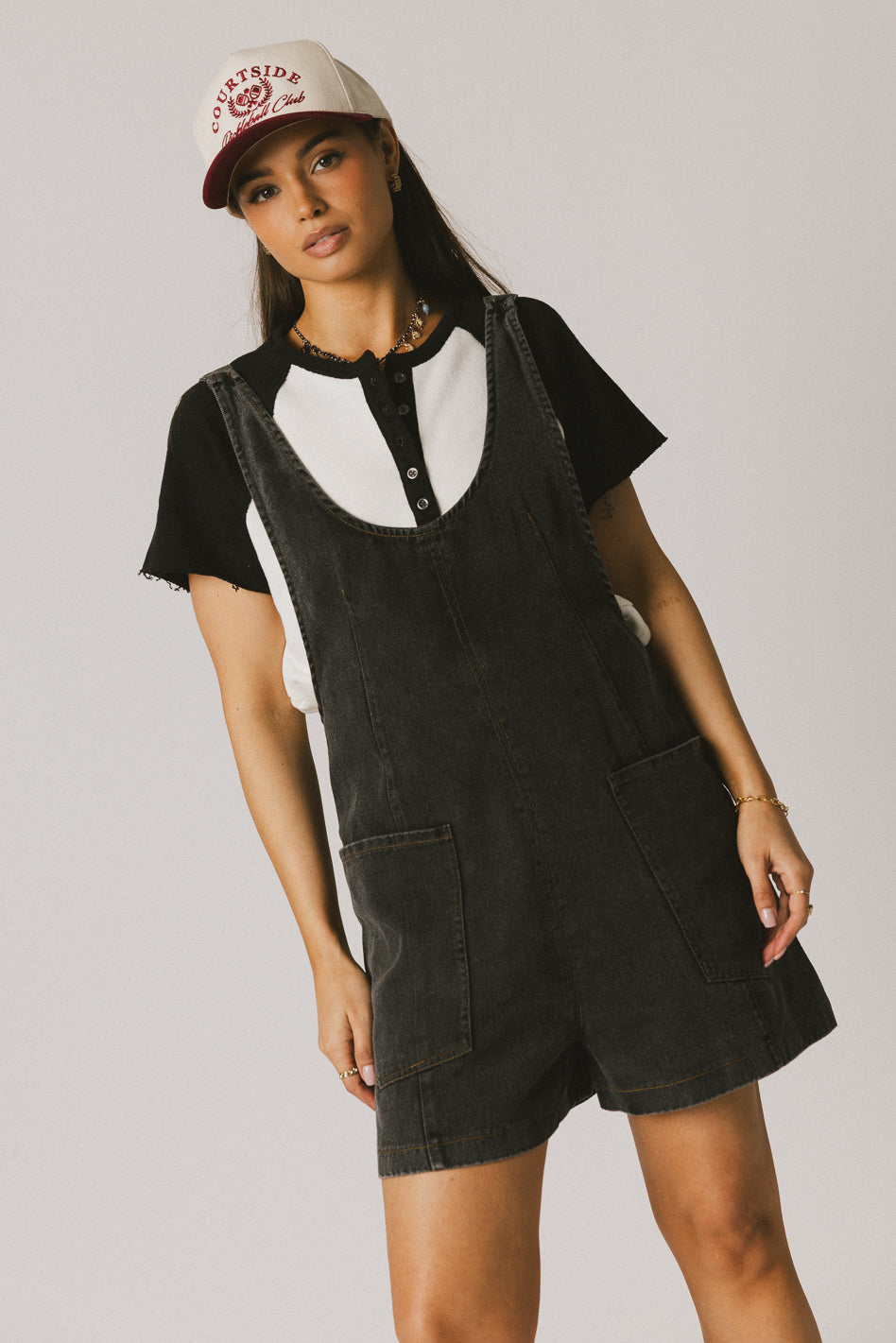 Scottie Denim Overalls in Black - FINAL SALE