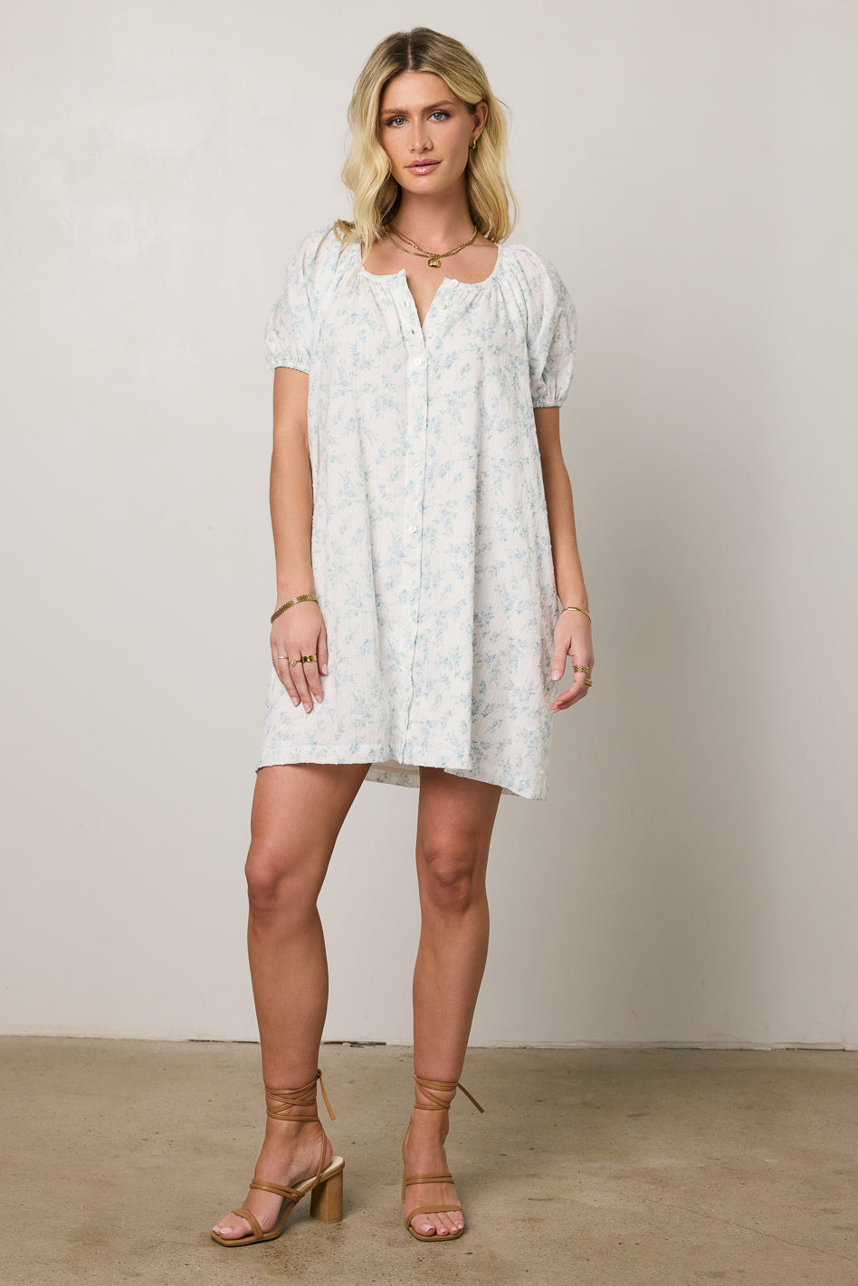 Pattie Floral Babydoll Dress in Blue - FINAL SALE