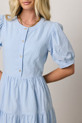 Finey Button Front Maxi Dress in Blue - FINAL SALE