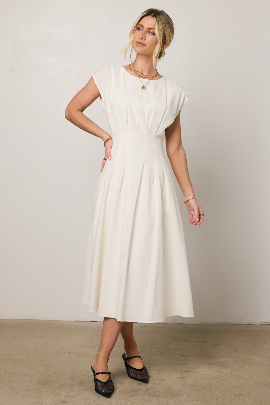 Isla Midi Dress in Off White