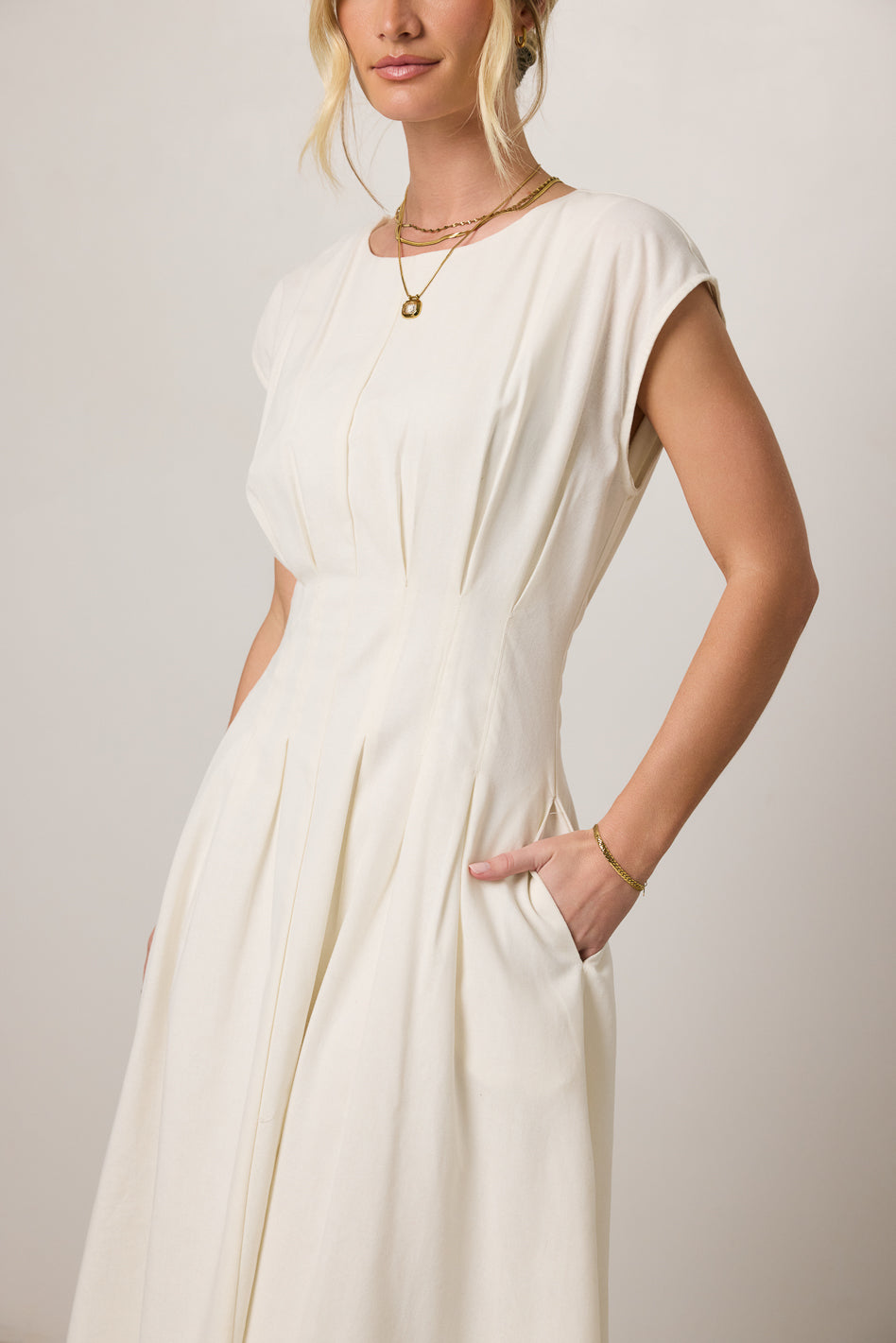 Isla Midi Dress in Off White