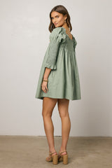 Nolan Babydoll Dress in Sage - FINAL SALE