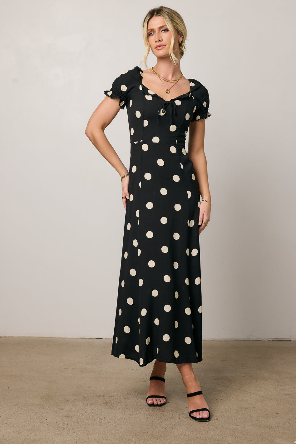 Marlow Polka Dot Maxi Dress In Black