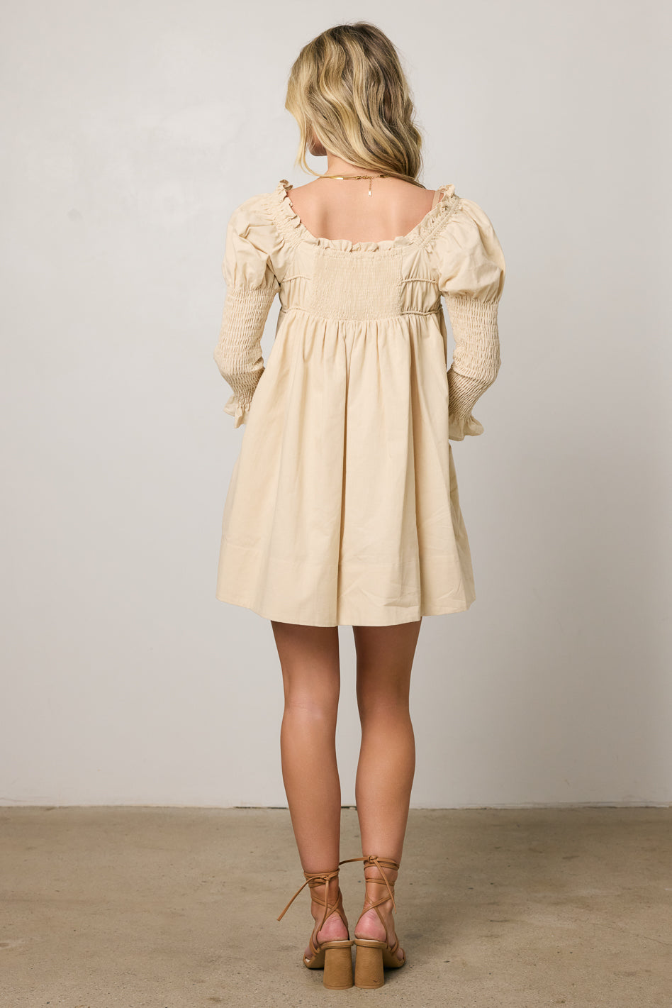 Nolan Babydoll Dress in Beige - FINAL SALE
