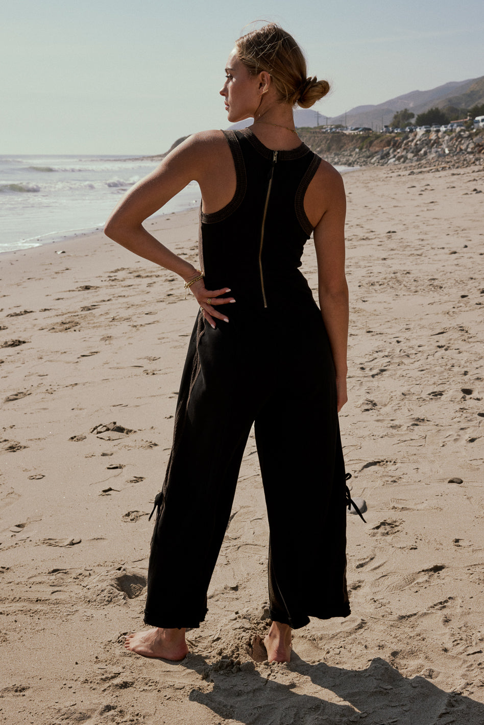 Tristan Knit Jumpsuit in Charcoal