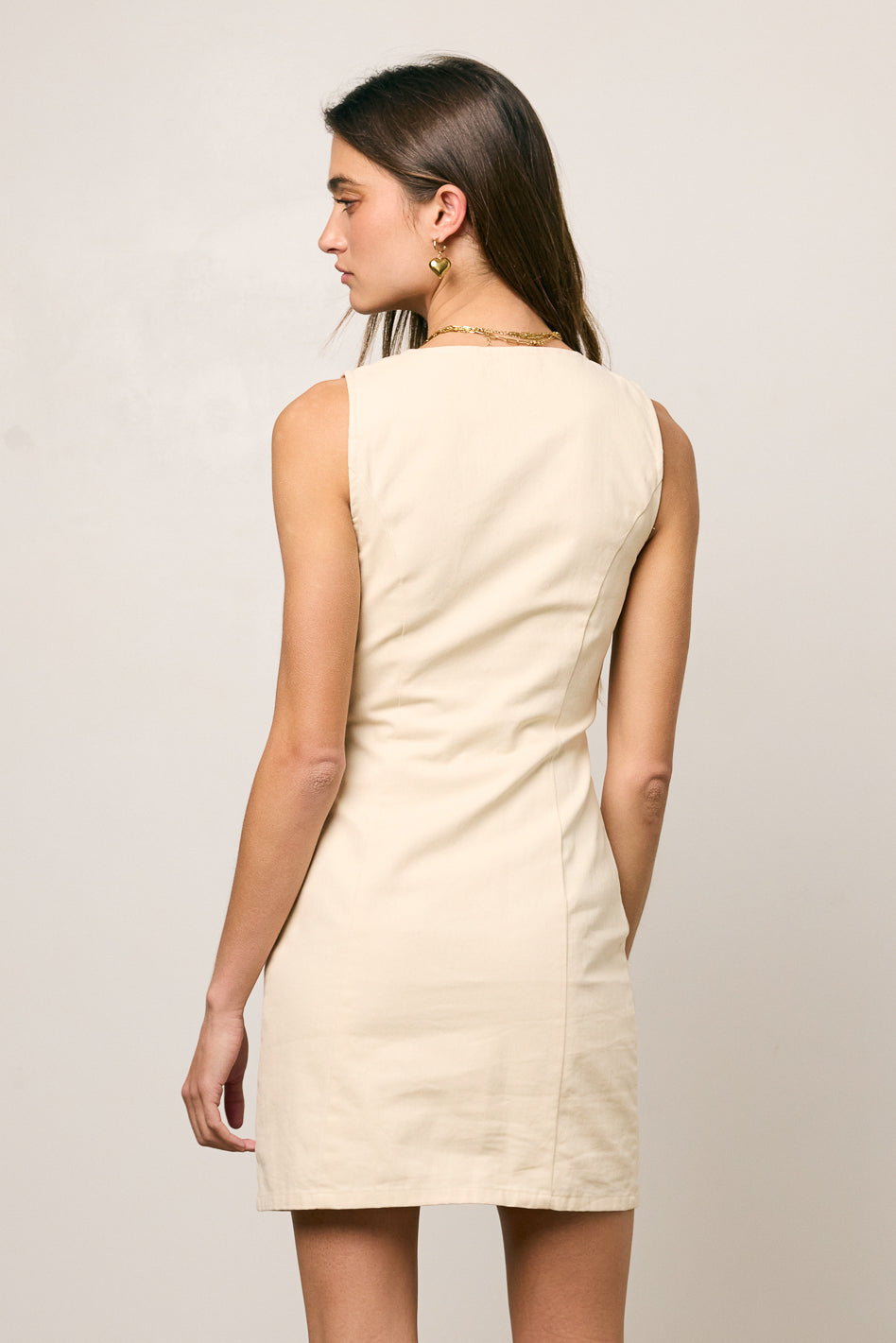 Jaclyn Fitted Mini Dress in Natural
