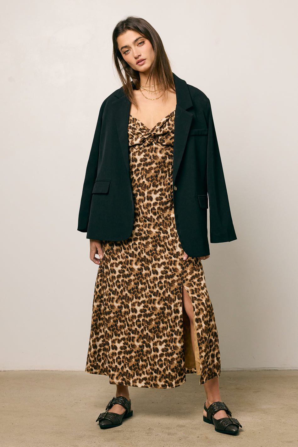 Meradith Leopard Print Midi Dress - FINAL SALE