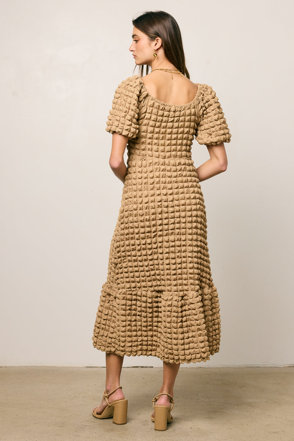 Miley Bubble Texture Dress in Tan - FINAL SALE