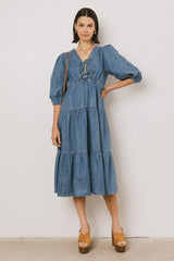 Nadia Midi Dress in Light Wash