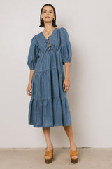 Nadia Midi Dress in Light Wash
