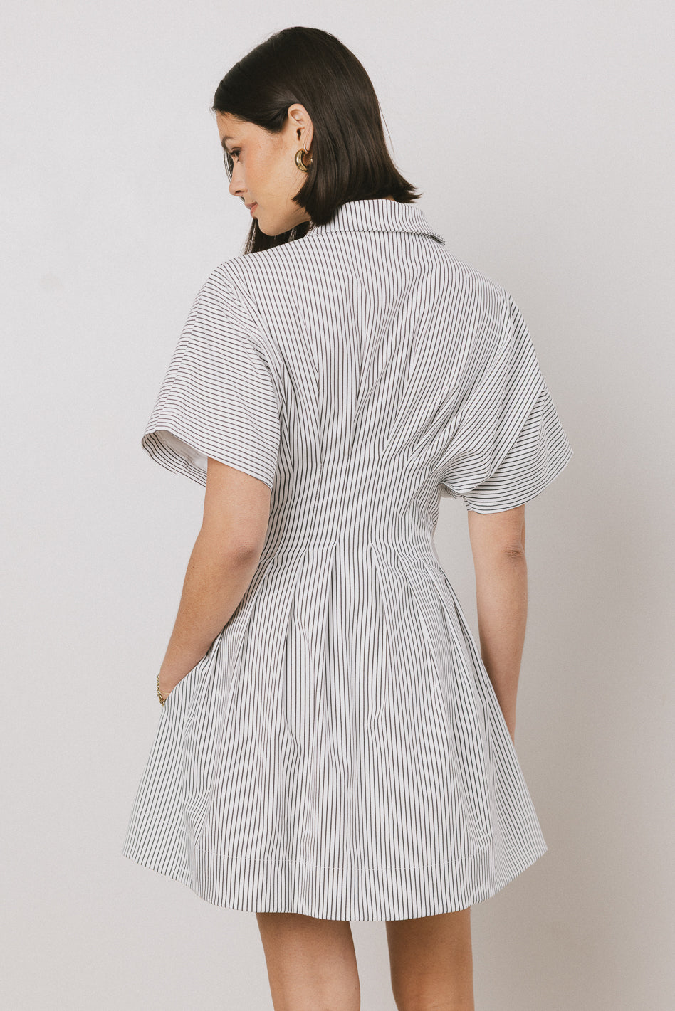 Erica Button Front Mini Dress in White