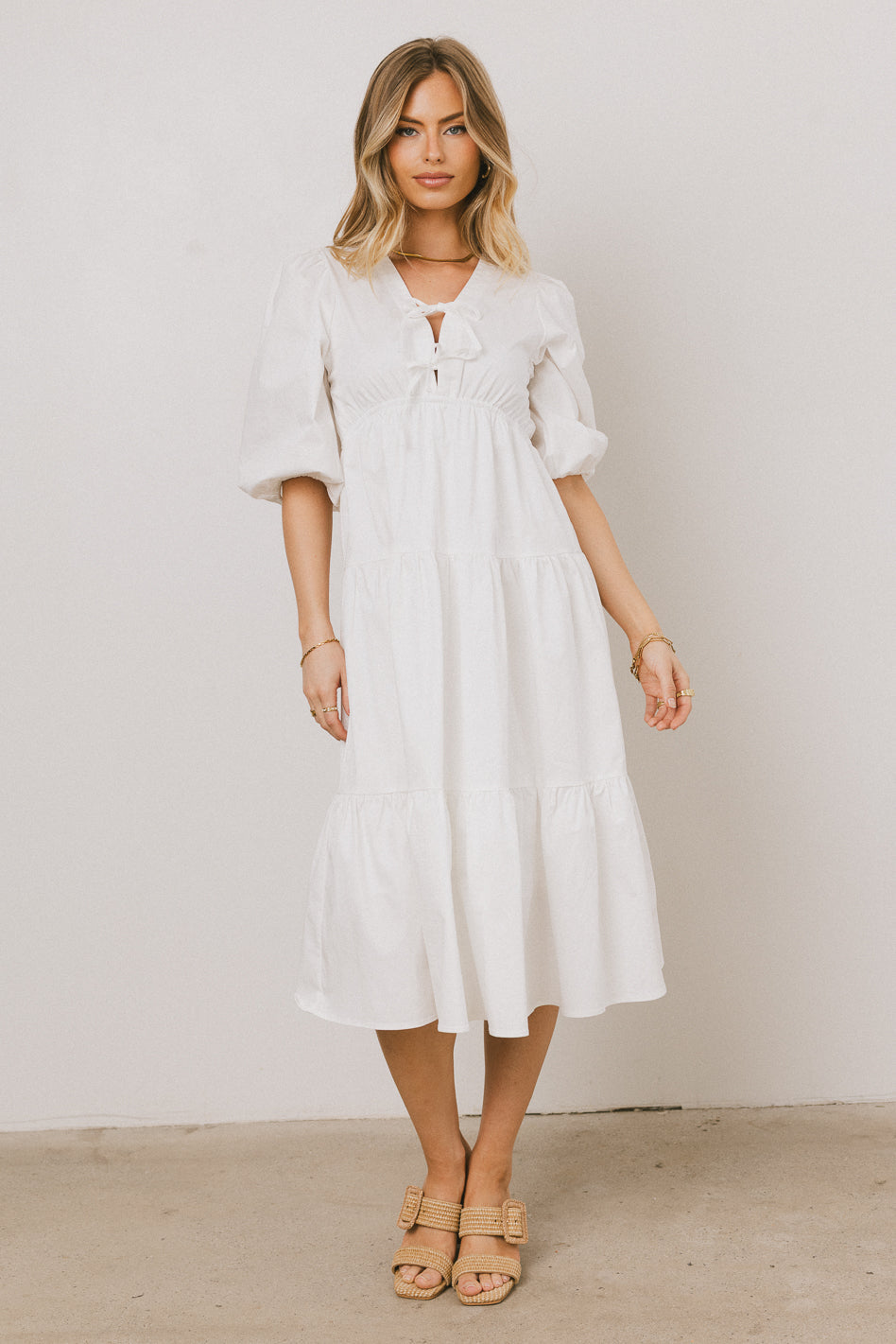 Nadia Midi Dress in Cream