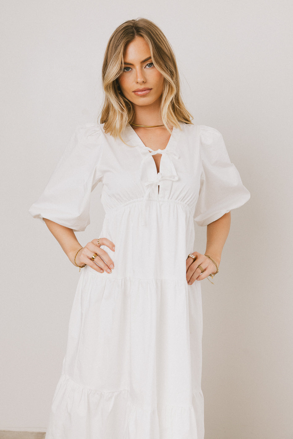 Nadia Midi Dress in Cream
