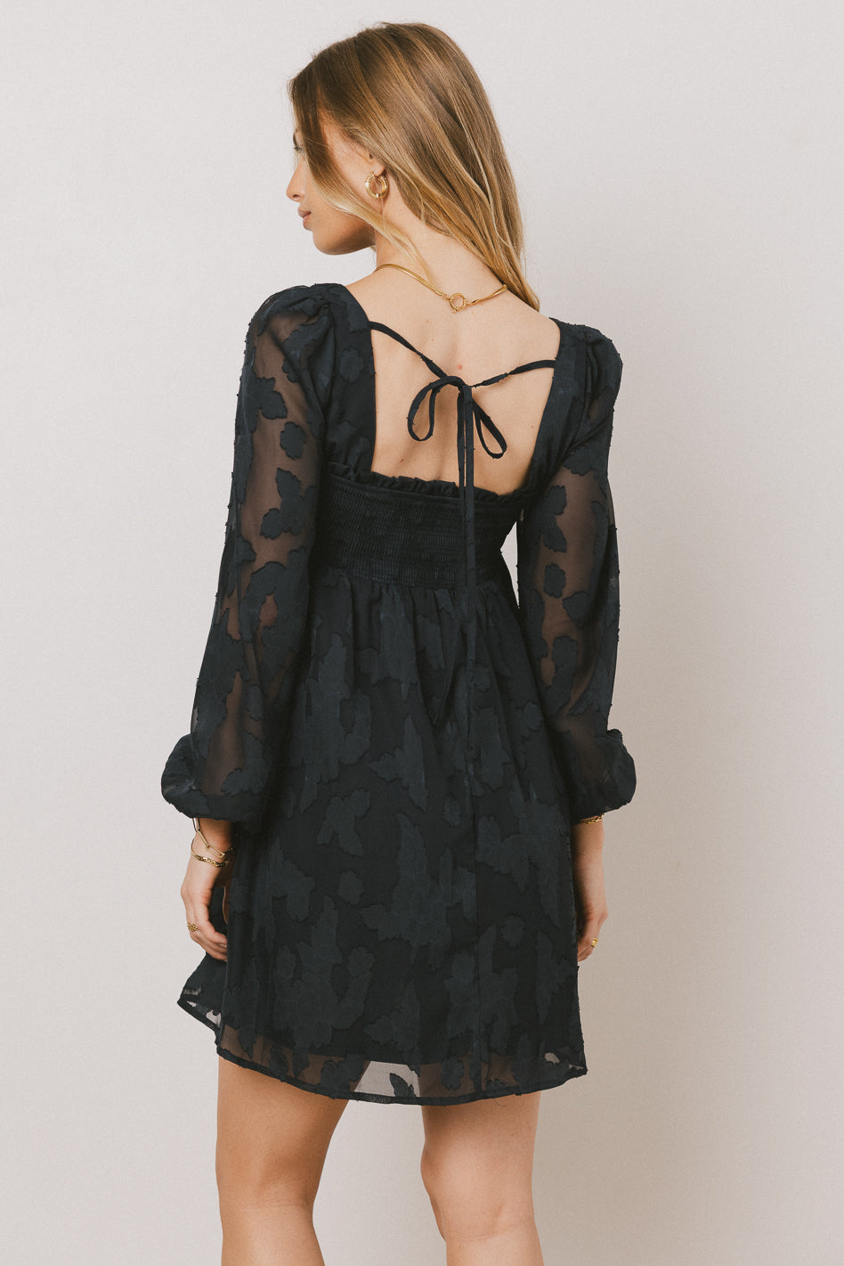 Miles Smocked Mini Dress in Navy - FINAL SALE