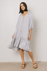 Theo Striped Midi Dress in Grey - FINAL SALE