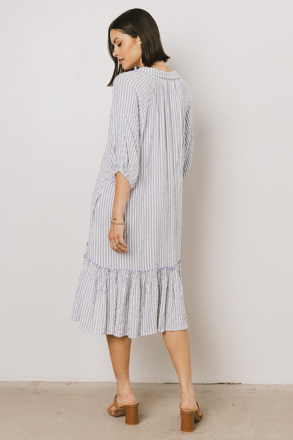 Theo Striped Midi Dress in Grey - FINAL SALE