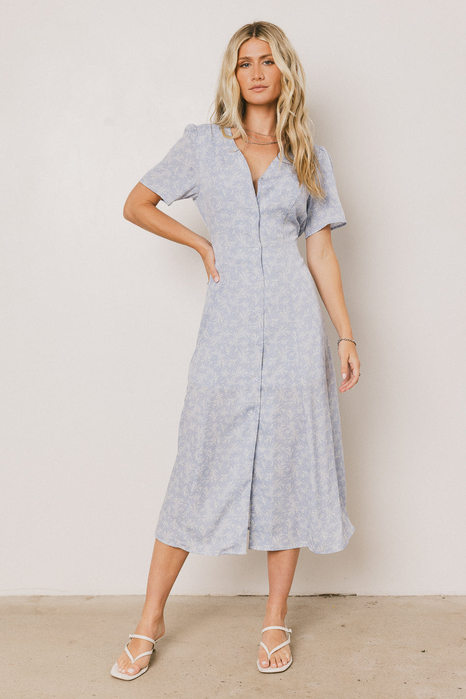 Kade Floral Midi Dress in Blue - FINAL SALE