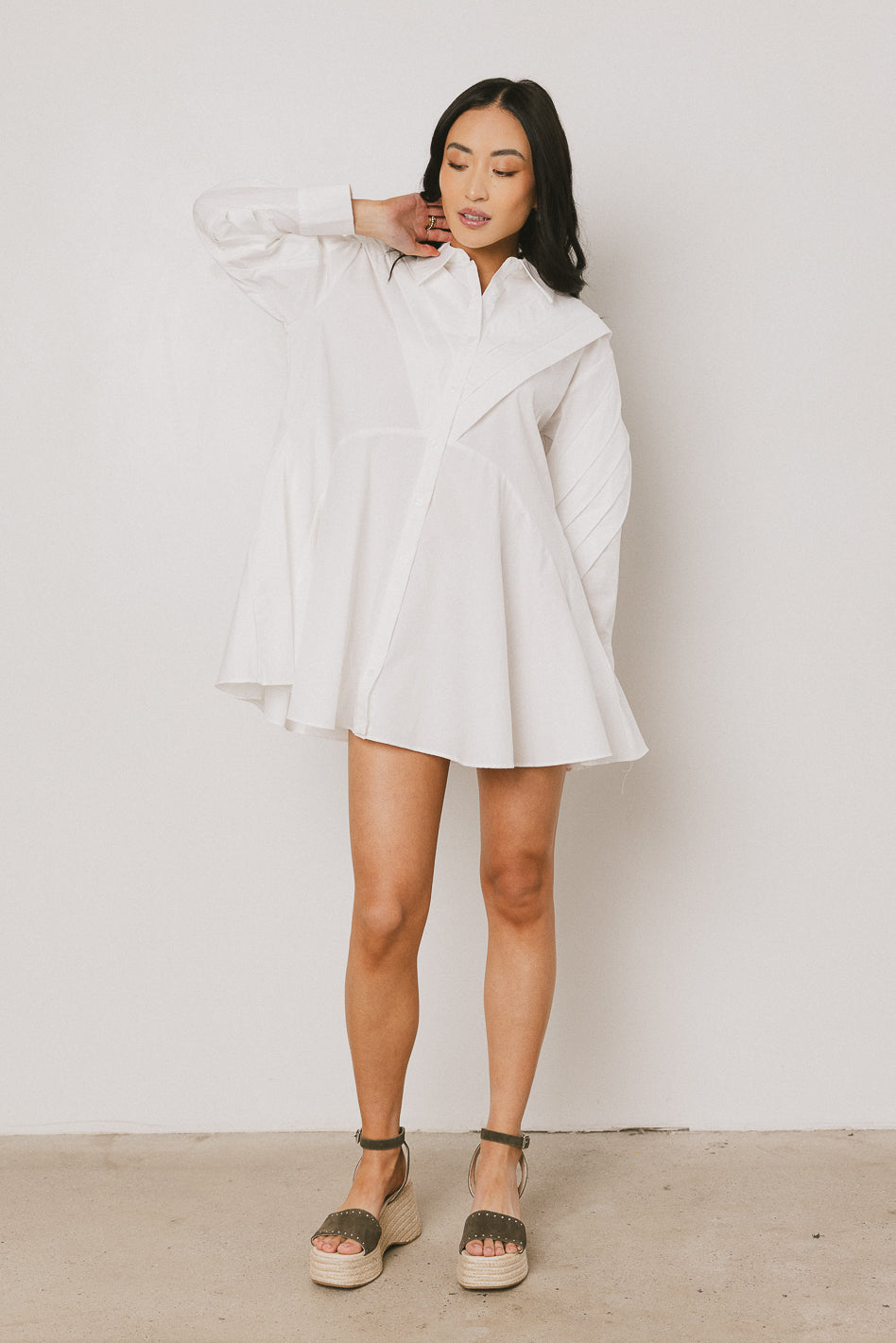 Juliet Collared Mini Dress in White - FINAL SALE