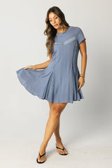 Erin Cap Sleeve Mini Dress in Blue - FINAL SALE