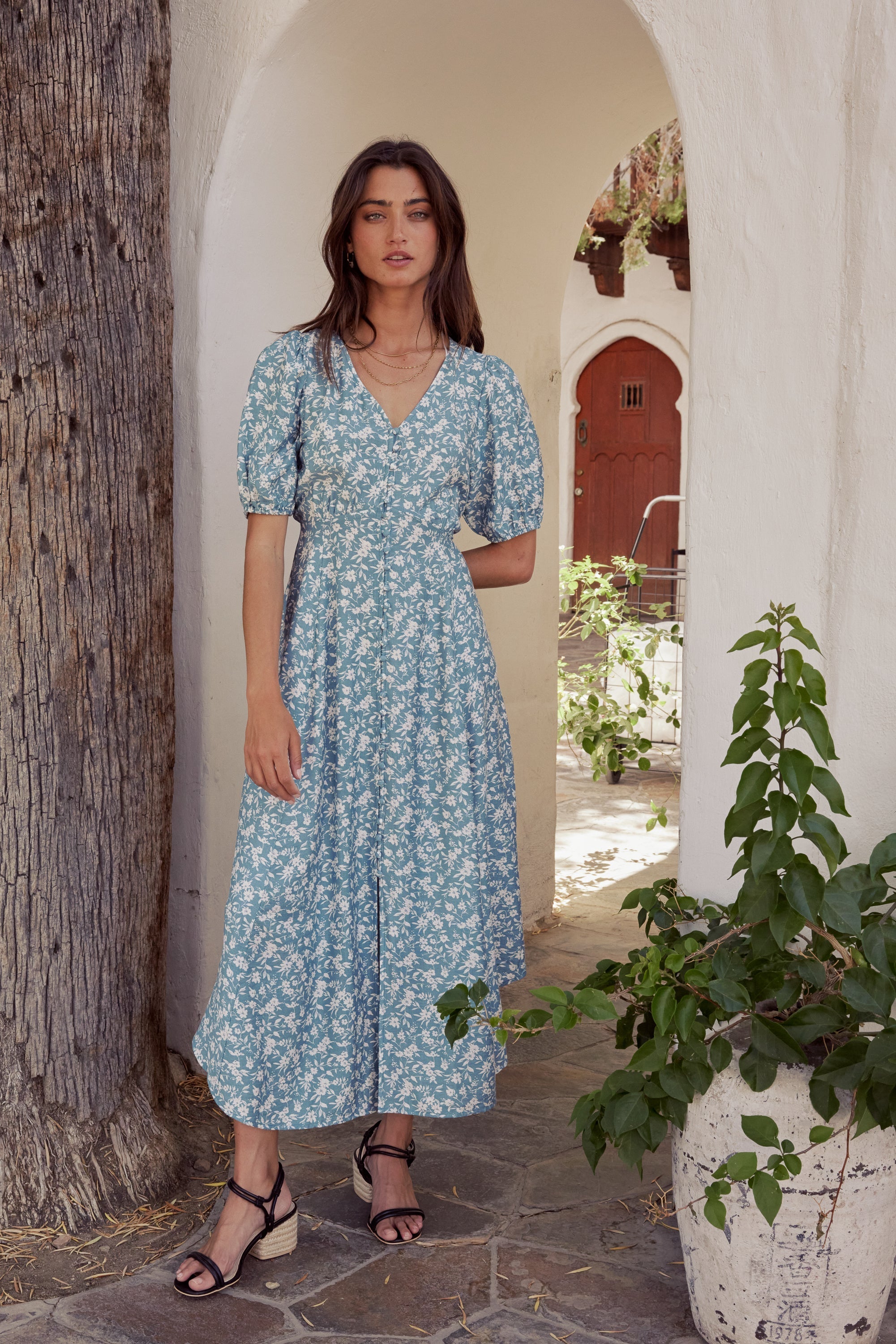 Sandra Button Front Maxi Dress