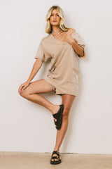 Lynn Relaxed Romper in Taupe
