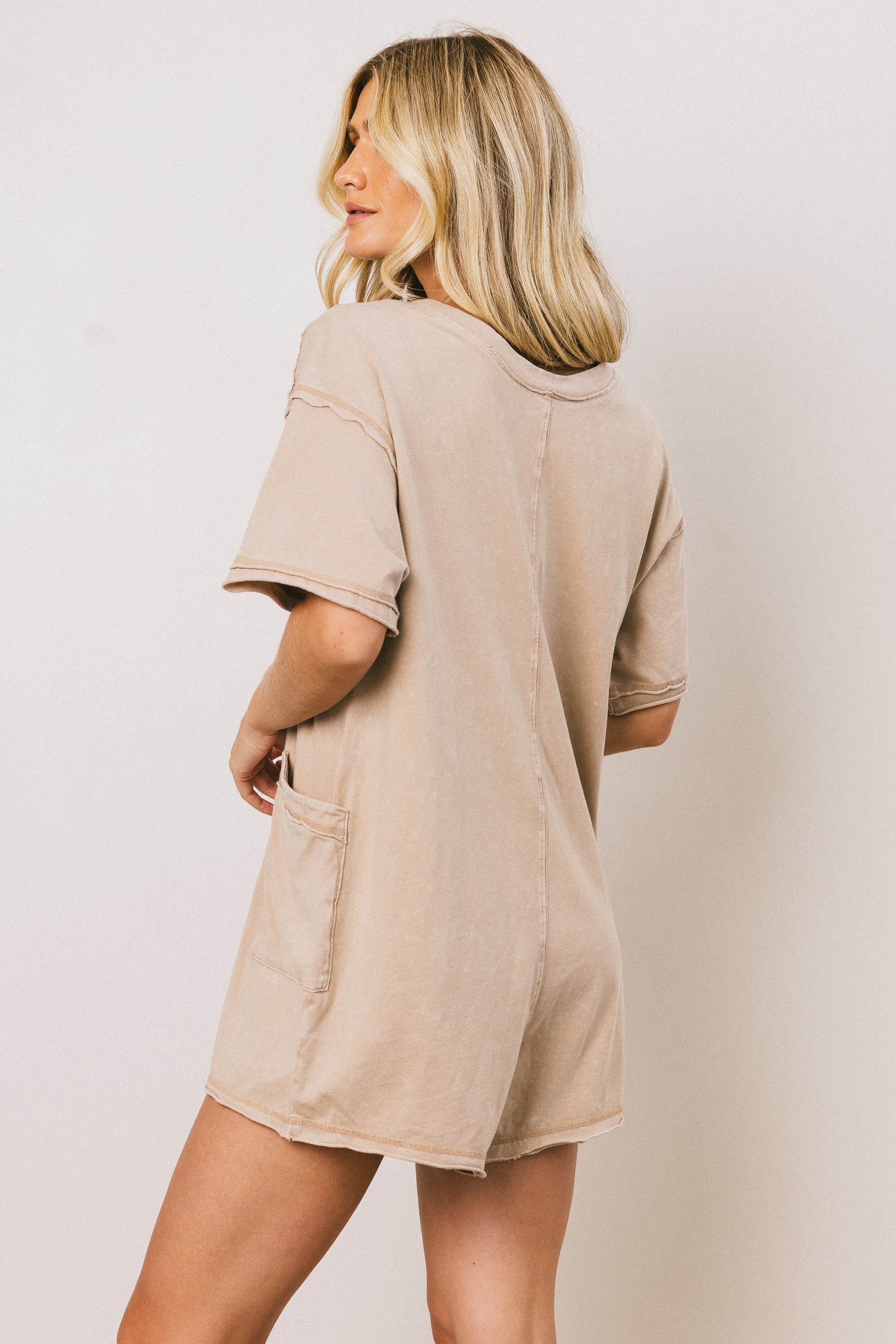 Lynn Relaxed Romper in Taupe
