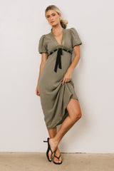 Selah Lace Trim Midi Dress in Sage