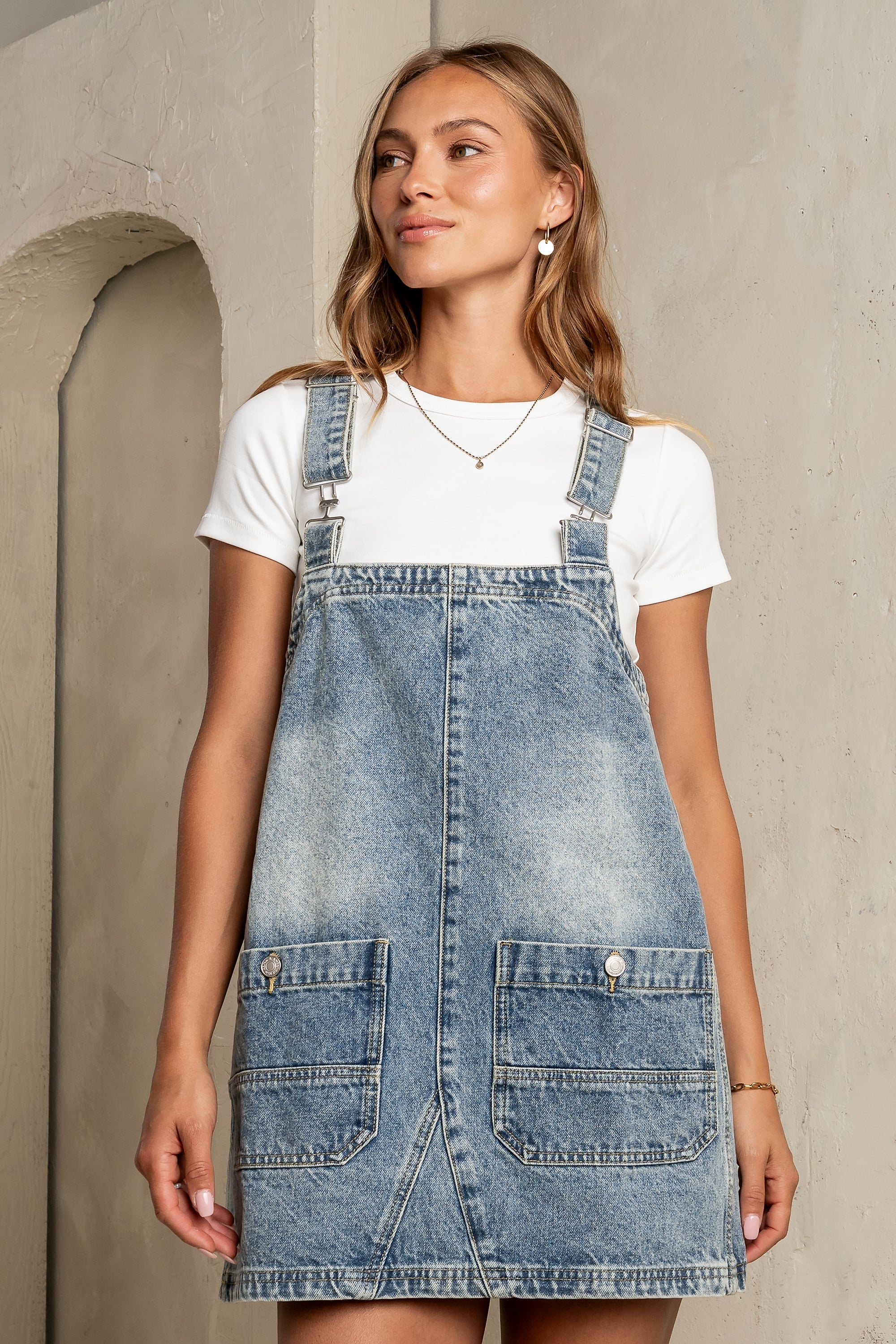 Koa Denim Mini Dress in Light Wash