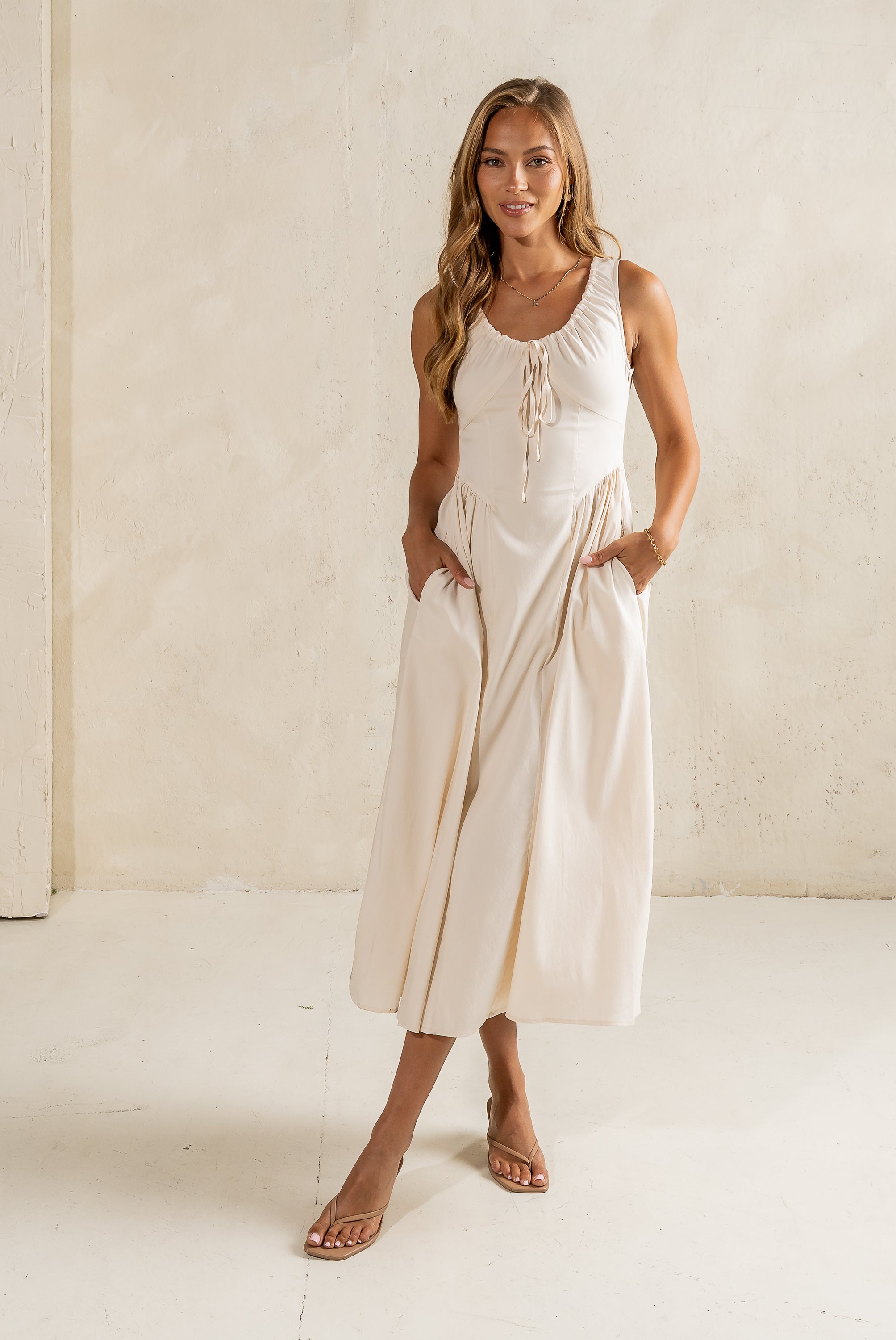 Barrett Midi Dress in Natural