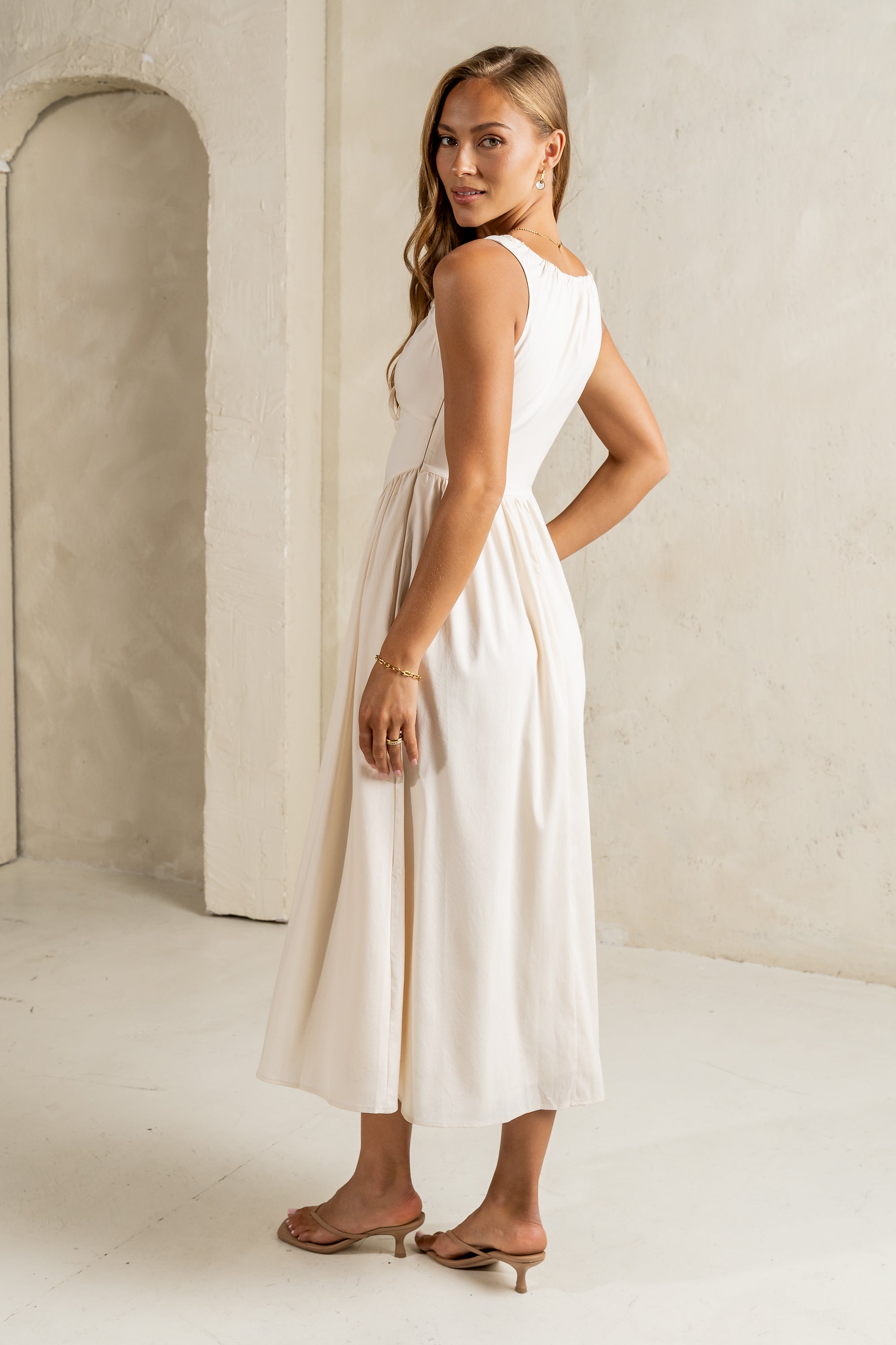Barrett Midi Dress in Natural
