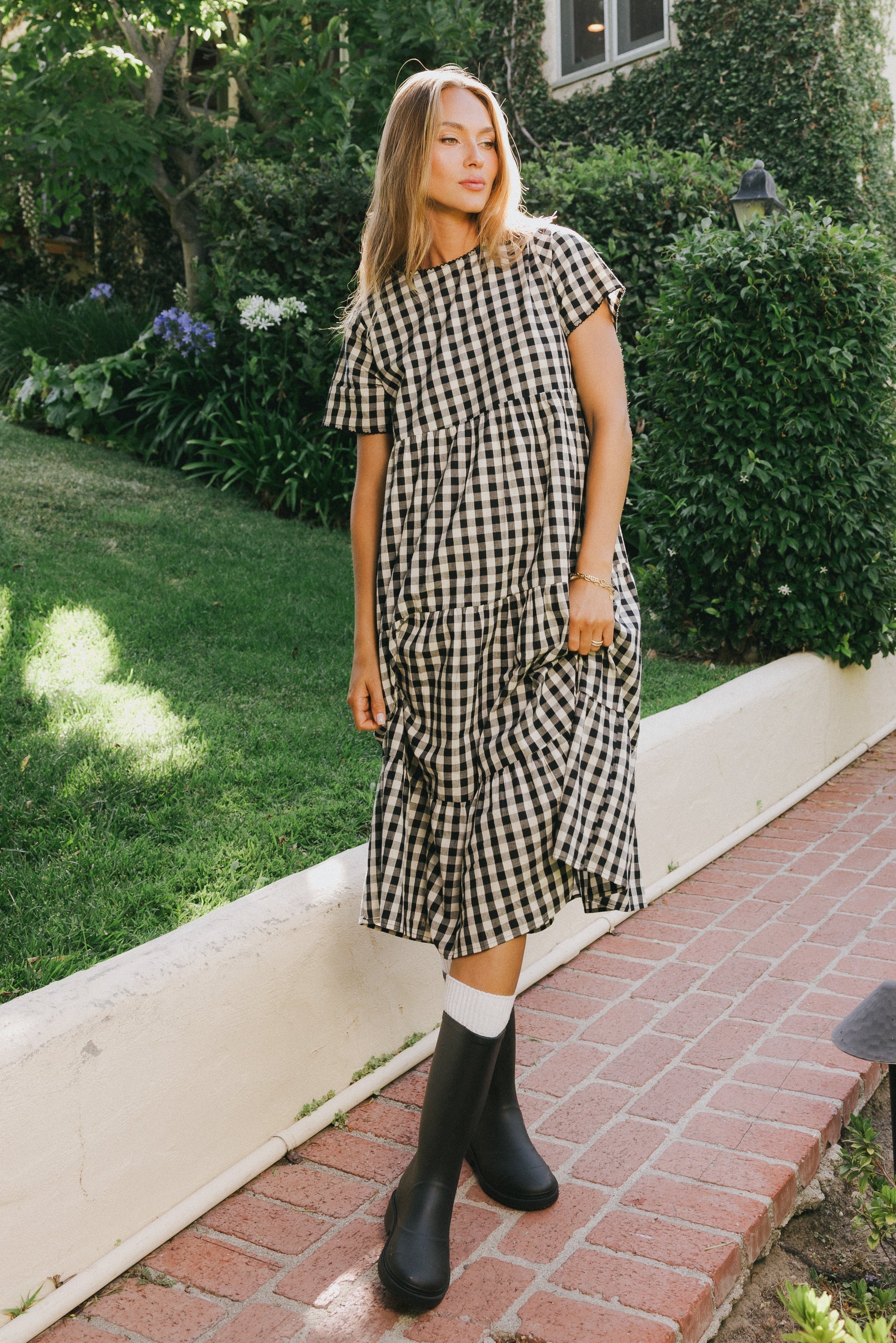 Keyla Plaid Midi Dress