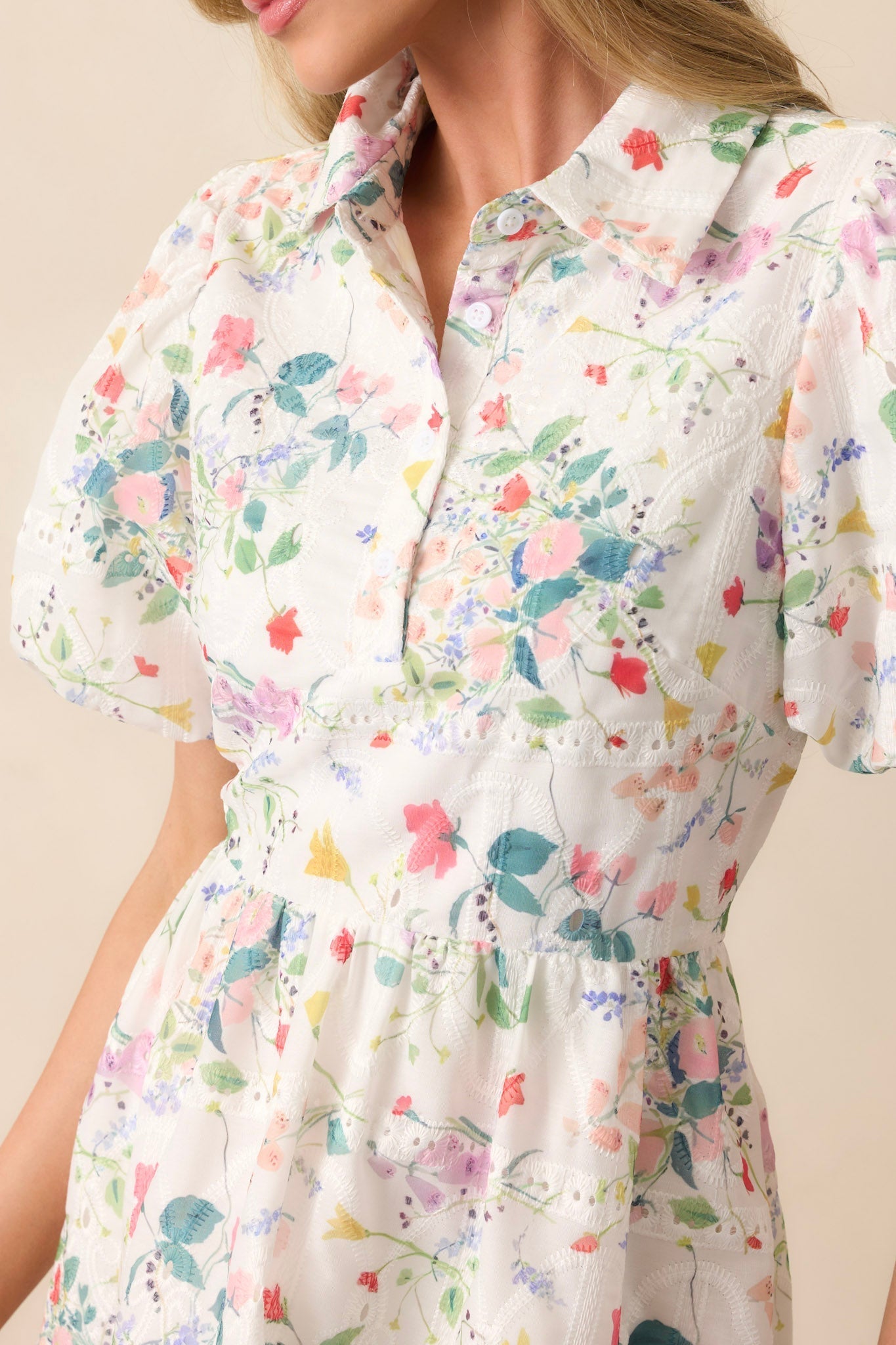 A Fresh Pick Ivory Floral Embroidered Maxi Dress