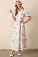 A Fresh Pick Ivory Floral Embroidered Maxi Dress
