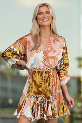 I'll Lead The Way Pink Coral Patchwork Print Mini Dress