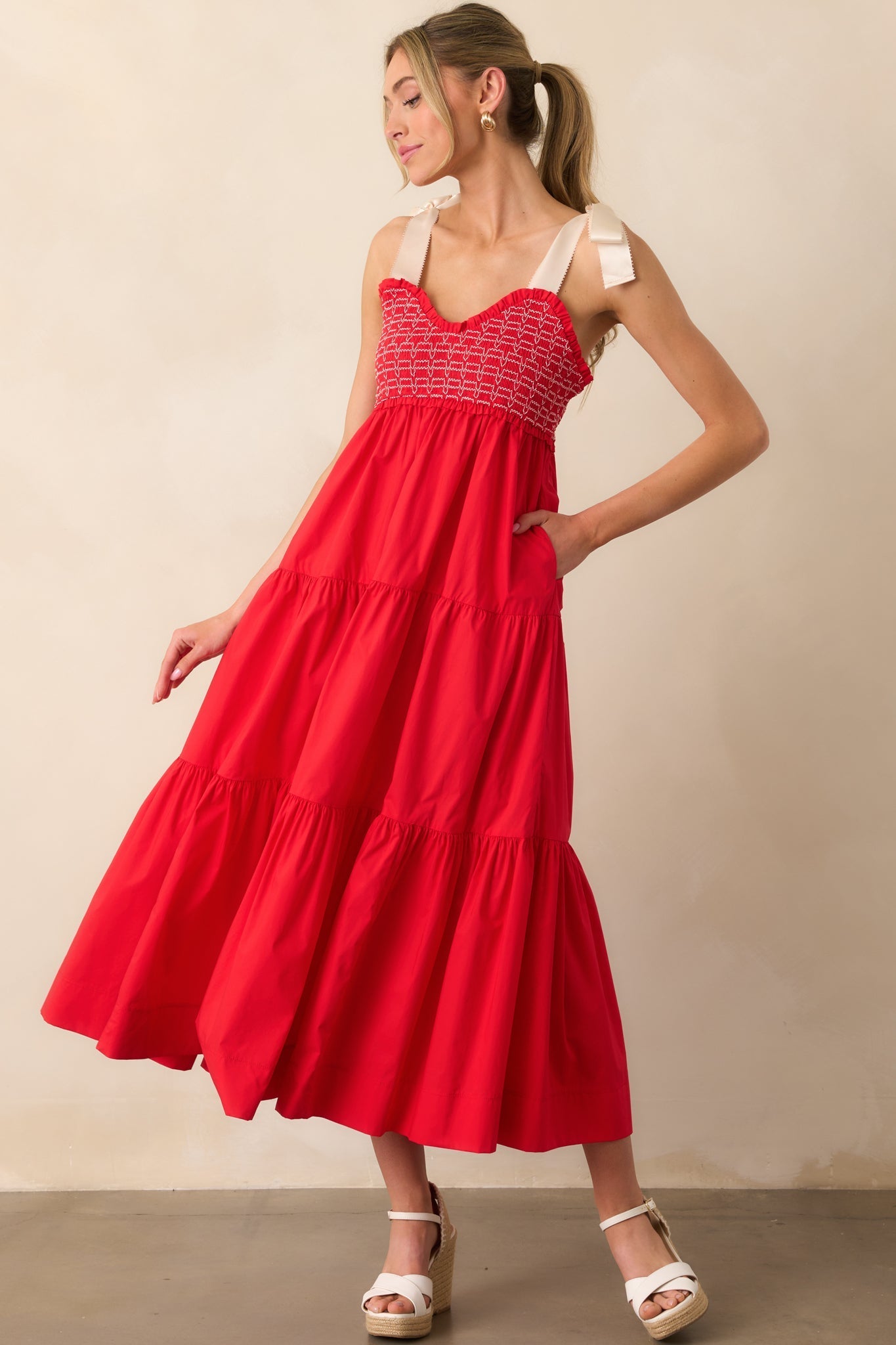 The Felicity Red Cotton Maxi Dress