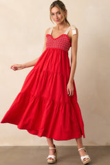 The Felicity Red Cotton Maxi Dress