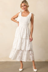 The Beauty Of Becoming Ivory Lace Tiered Maxi Dress