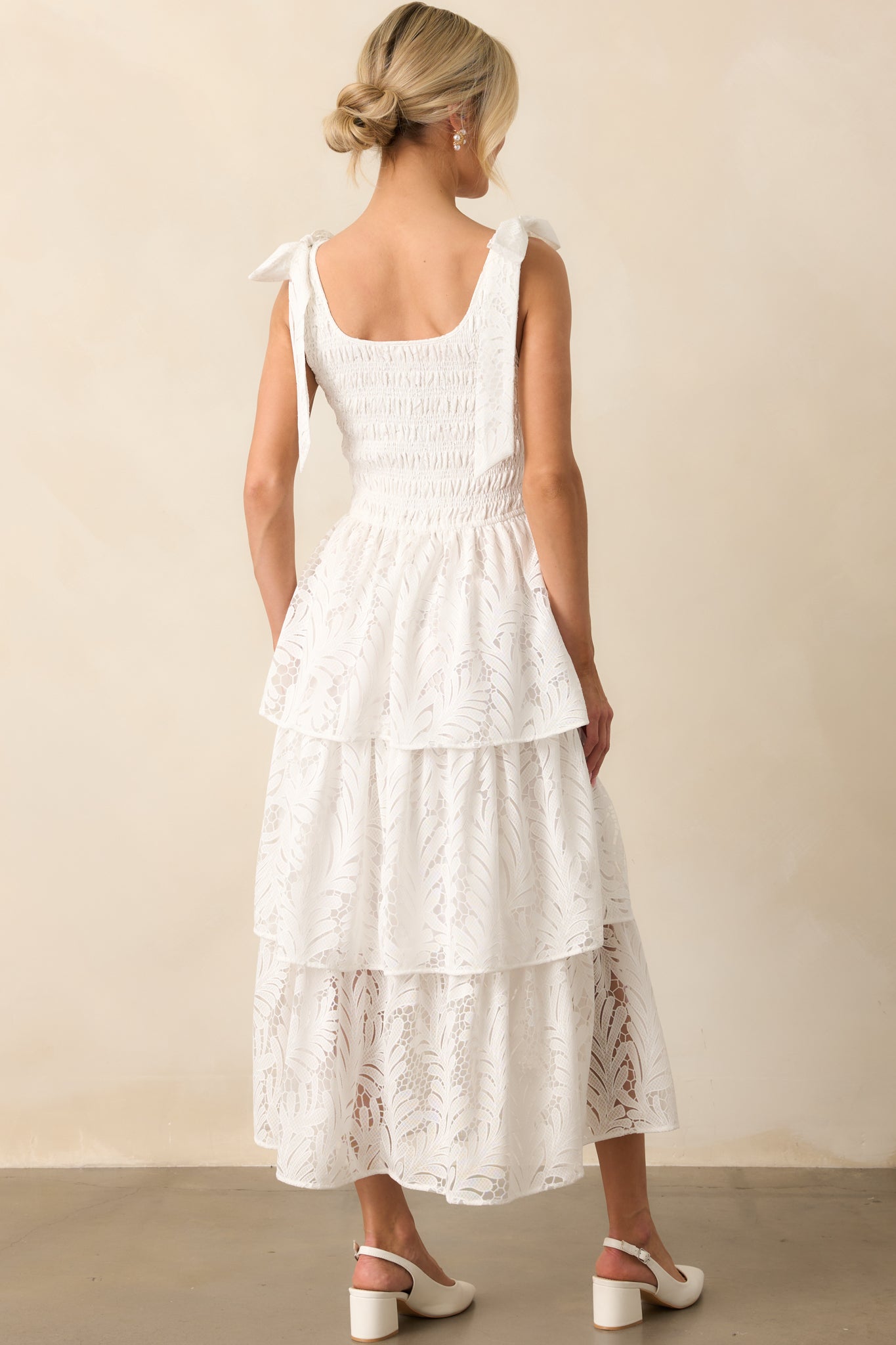 The Beauty Of Becoming Ivory Lace Tiered Maxi Dress