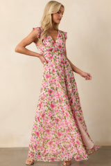 Dancing In The Sun Pink Floral Sleeveless Maxi Dress