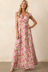 Dancing In The Sun Pink Floral Sleeveless Maxi Dress
